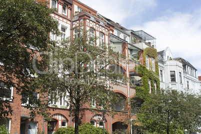 Fassade eines Altbaugebäudes in Kiel, Deutschland