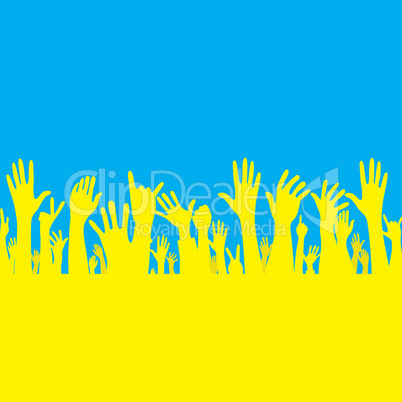 Vector hand with Ukraine flag