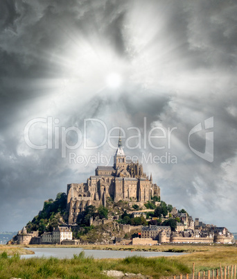 Normandy, France. Sunset view of Mont Saint-Michel