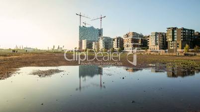 Hamburg Elbphilharmonie reflection on puddle - dolly shot dslr time lapse 2013