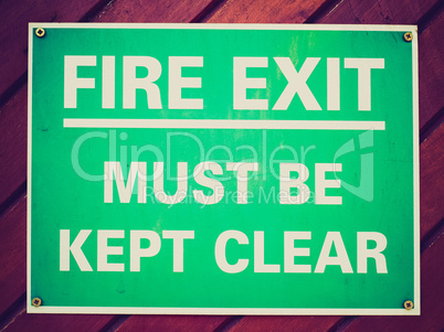 Retro look Fire exit sign