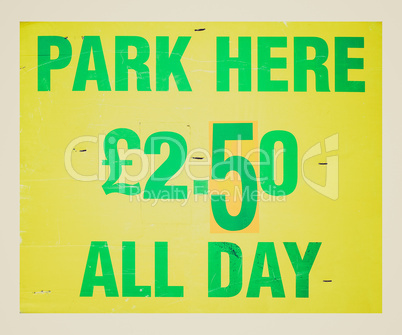 Retro look Parking sign