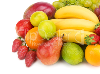 set of fruits on white background