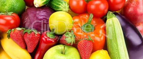 bright background of different fruits and vegetables