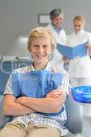 Teenager boy dental checkup dentist and assistant
