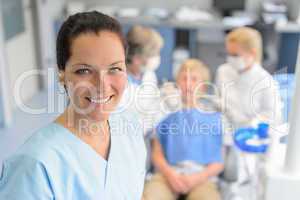 Professional dentist  team checkup teenage patient