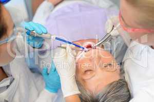 Dental check senior patient professional dentist