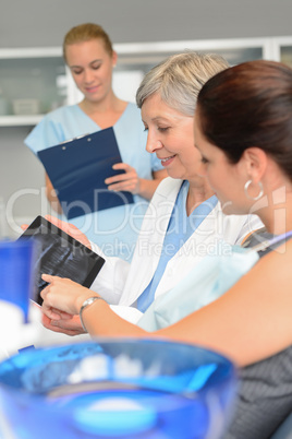 Dentist patient point xray tablet dental surgery