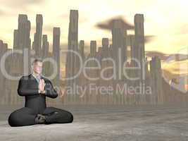 Businessman meditation - 3D render