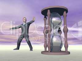 Businessman and hourglass - 3D render