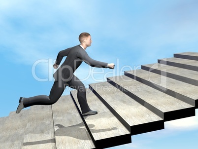 Businessman climbing stairs - 3D render