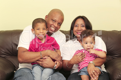 Portrait of gorgeous african family. Focus on the mother and the