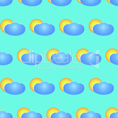 Seamless pattern with clouds and sun