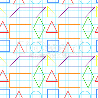 Seamless pattern with outlines of geomertical shapes