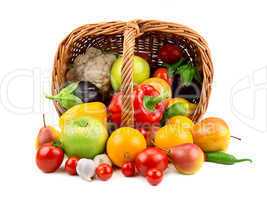fruits and vegetables in a basket