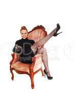 Woman with leg up.