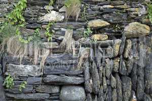 Natursteinmauer,Trockenmauer in Cornwall, England