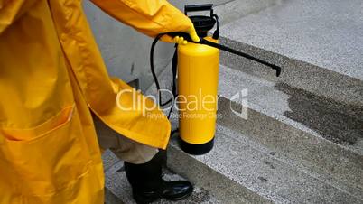 Pest Control Worker Spraying Insecticide