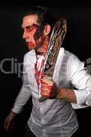Psychopath with bloody knive