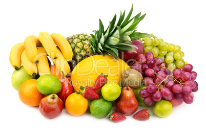 set of fruits isolated on white background