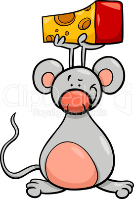 cute mouse with cheese cartoon