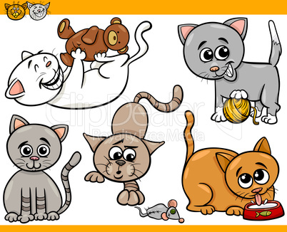 happy cats cartoon illustration set