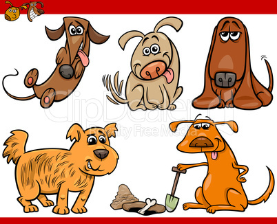 happy dogs cartoon illustration set