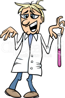 crazy scientist cartoon illustration