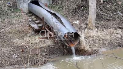 dirty water to the river on industrial from a pipe