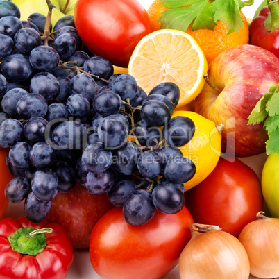 bright background of bright fruit and vegetables