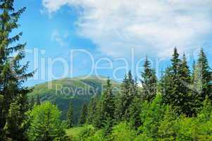 scenic mountain peaks against the blue sky