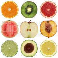 Collage mit gesunden Früchten und Obst