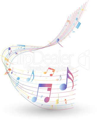 Multicolor musical note staff