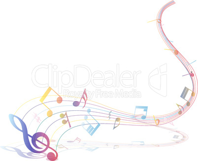 Multicolor musical note staff
