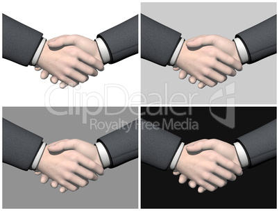 Set of businessman handshake - 3D render