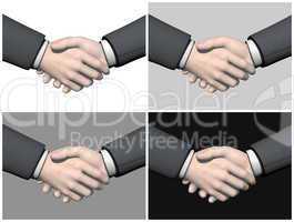 Set of businessman handshake - 3D render