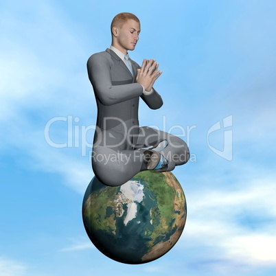 Businessman meditation - 3D render