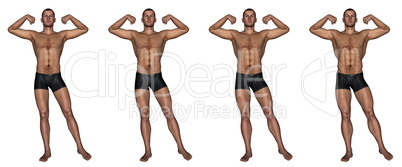 Becoming a muscular man - 3D render
