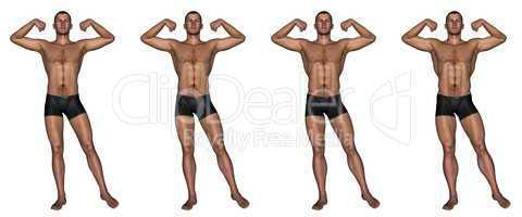 Becoming a muscular man - 3D render