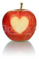 Apfel mit Herz Thema Liebe isoliert