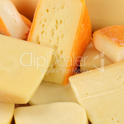 Auswahl an Käse wie Hartkäse, Bergkäse, Emmentaler und Gouda