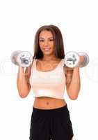 Woman lifting dumbbell's.