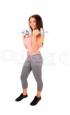 Woman lifting dumbbell's.