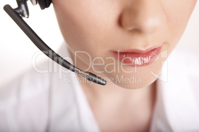 Closeup of a business woman with headset