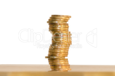 A stack of coins, isolated on white background