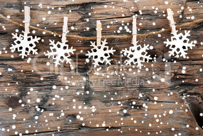 Snowflakes on Wood on Line