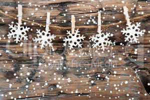 Snowflakes on Wood on Line