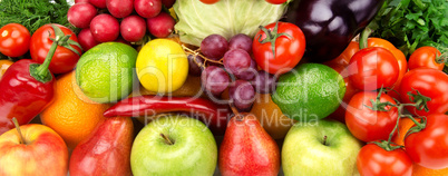 bright background of ripe fruit and vegetables