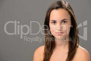 Teenage girl skin beauty portrait natural brunette