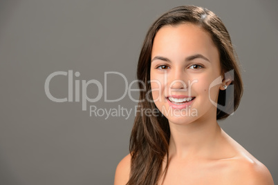 Smiling teenage girl skin care beauty portrait